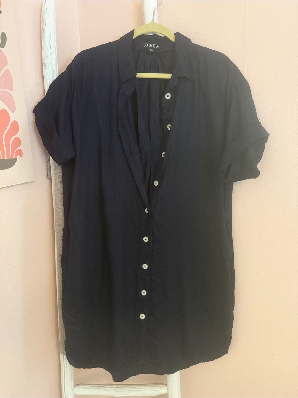J. Crew navy blue linen sheath dress size M